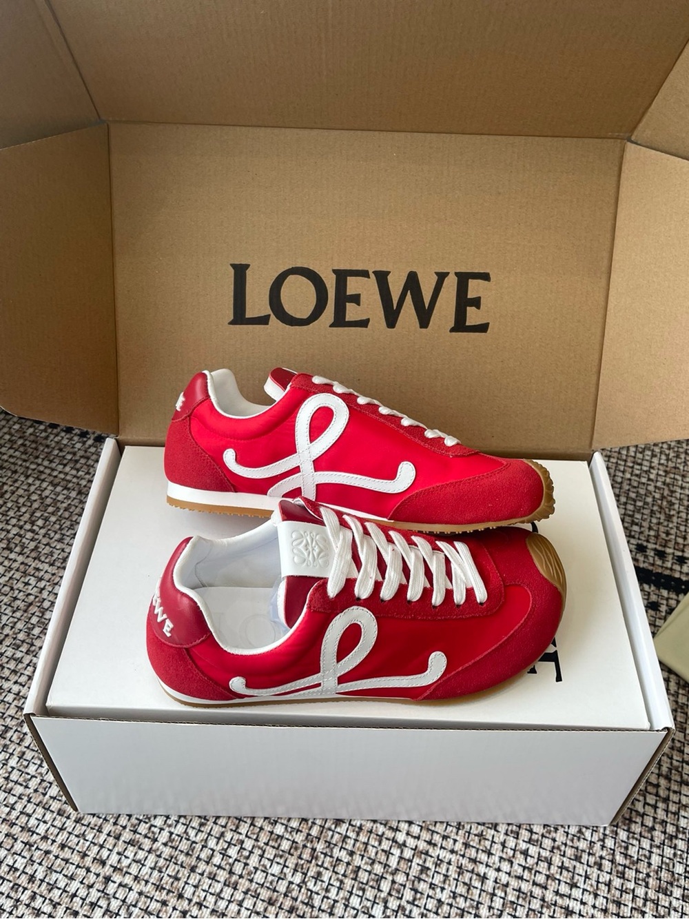Loewe Red Low-Top Logo Sneakers